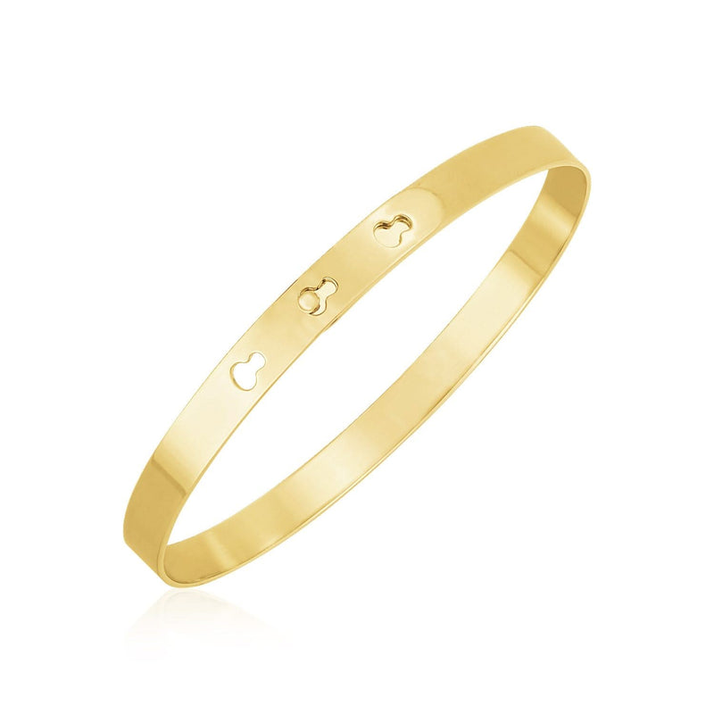 14k Yellow Gold High Polish Keyhole Clasp Bangle (6.00 mm) 14K yellow gold high polish keyhole clasp bangle, 6.00 mm rounded profile