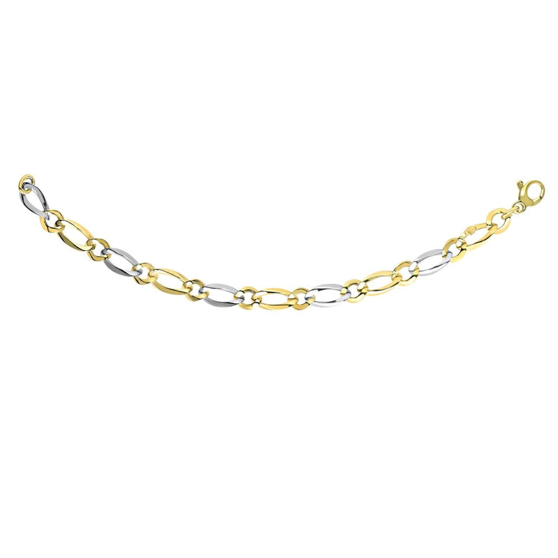 14k Two-Tone Gold Interlaced Smooth and Textured Link Bracelet (10.00 mm) 14K two-tone gold interlaced smooth and textured link bracelet, 10.00 mm wide