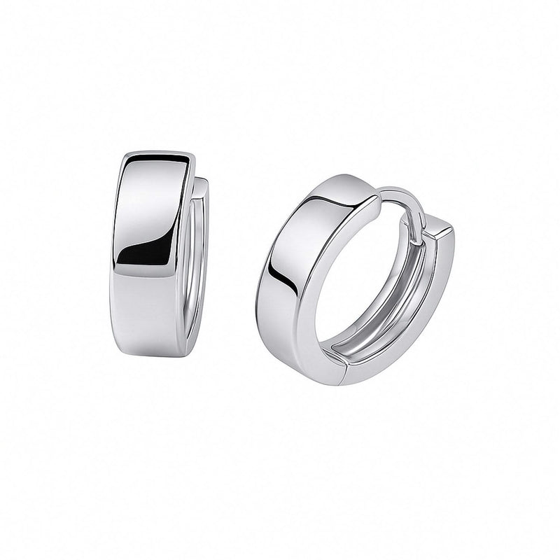 14k White Gold Snuggable Hoop Earrings Product Image