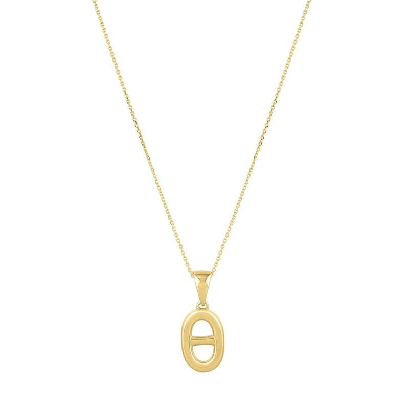 Polished Puff Mariner Link Necklace in 14K Yellow Gold 14K yellow gold puff mariner link necklace with polished barred oval links