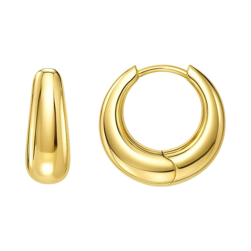 Tapered Huggie Hoop Earrings in 14K Yellow Gold 14K yellow gold tapered huggie hoop earrings with smooth polished finish