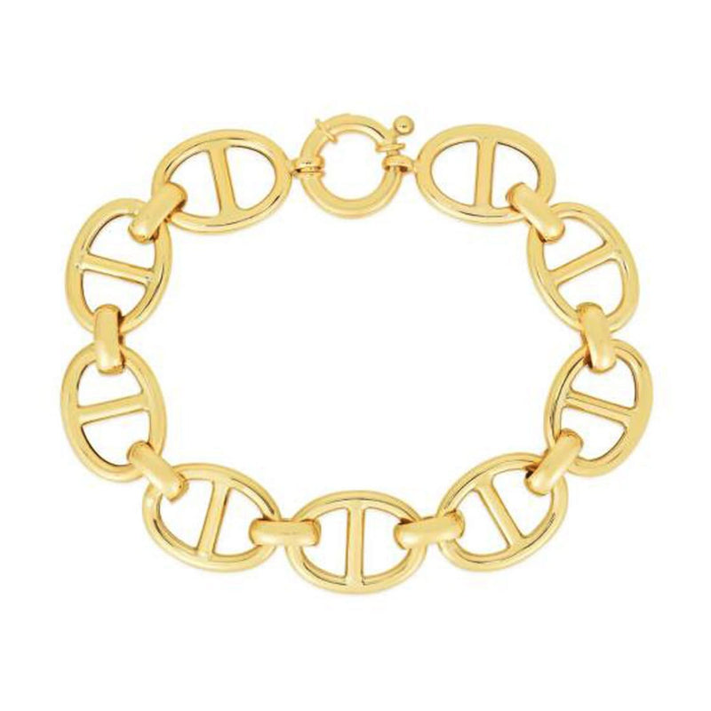 14k Yellow Gold High Polish Mariner Link Bracelet (13.80 mm) 14K yellow gold high polish mariner link bracelet, 13.80 mm width