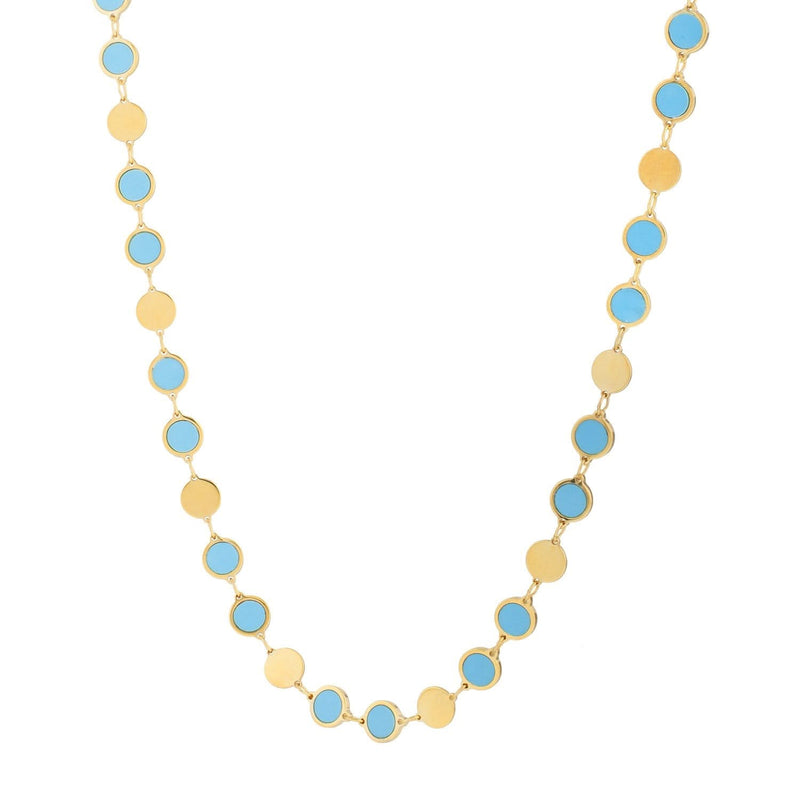 Turquoise Composite Gem Alternating Necklace in 14K Yellow Gold (5.00 mm) 14K yellow gold necklace with alternating 5.00 mm round turquoise stones