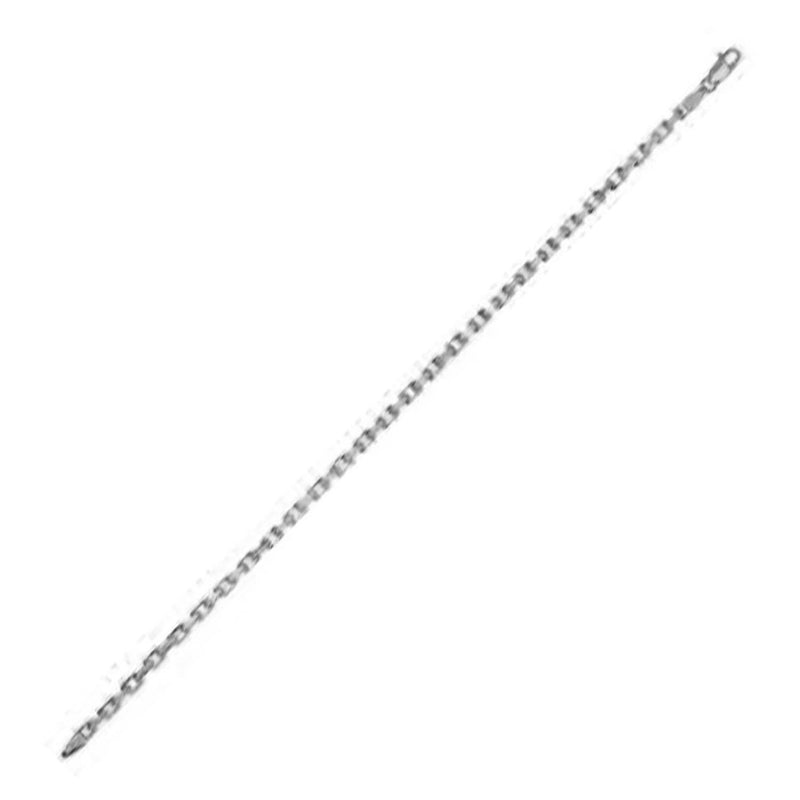 14k White Gold French Cable Chain Bracelet (2.50 mm) 14K white gold cable chain bracelet, 2.50 mm width with lobster clasp