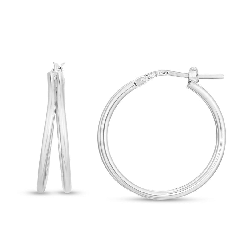 Sterling Silver Double Split Row Hoop Earrings 925 sterling silver double split row hoop earrings with polished finish