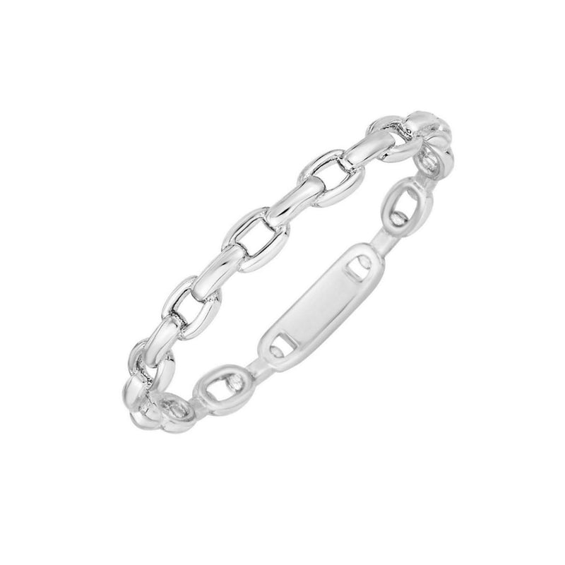 14K White Gold Oval Links Stackable Ring 14K white gold stackable ring with oval interlocking links