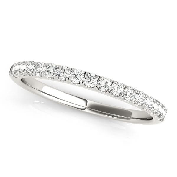 14k White Gold Diamond Scallop Setting Wedding Band (1/3 cttw) 14K white gold wedding band with row of round diamond stones in scallop setting