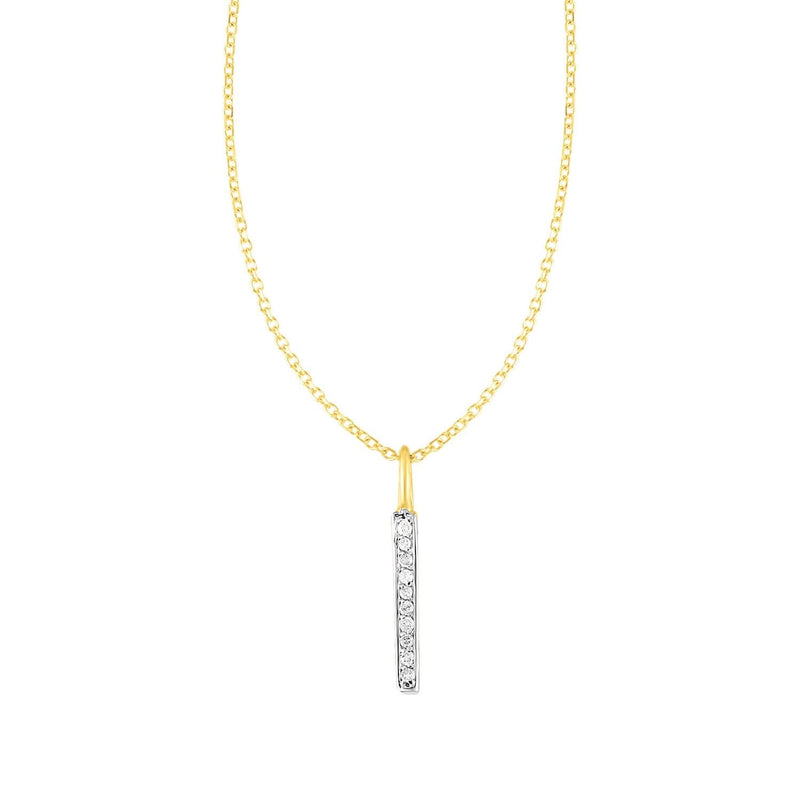 14k Yellow Gold Bar Pendant with Diamonds Product Image