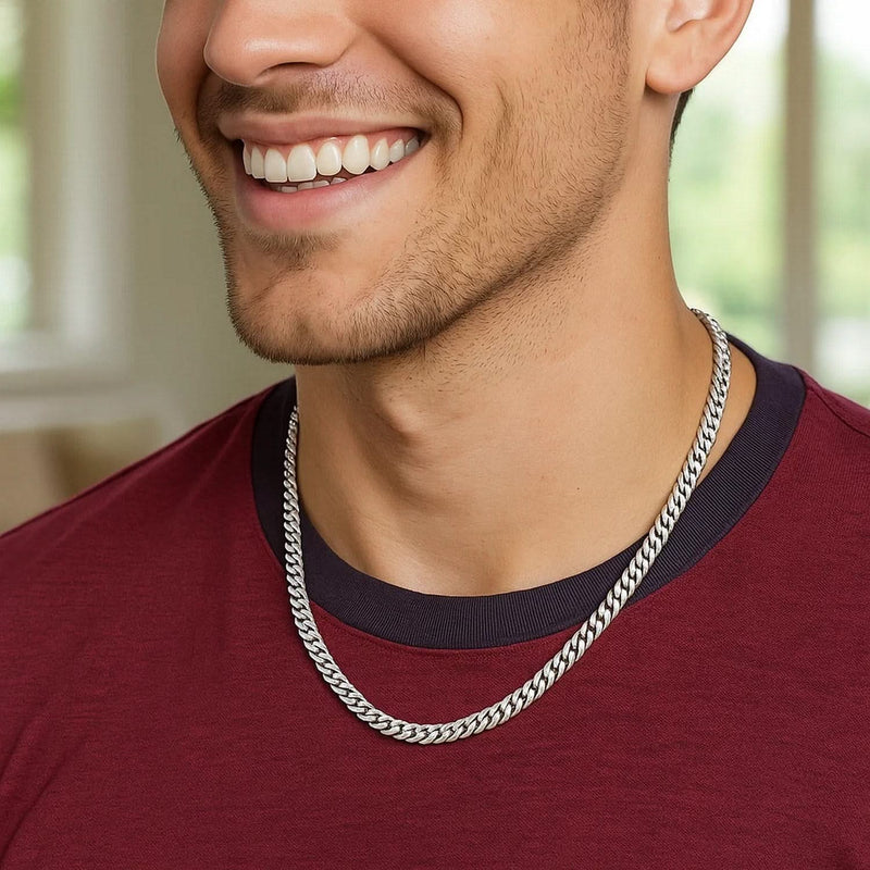 Sterling Silver Rhodium Plated Miami Cuban Chain (5.60 mm) Product Image