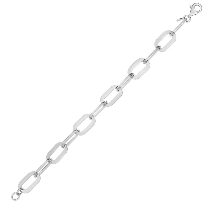 Sterling Silver Rhodium Plated Italian Link Paperclip Bracelet (10.30 mm) 925 sterling silver rhodium plated paperclip link bracelet, 10.30 mm width