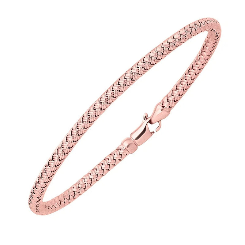 14k Rose Gold Fancy Weave Motif Bangle (3.40 mm) 14K rose gold woven motif slip-on bangle in a 3.40 mm braided band
