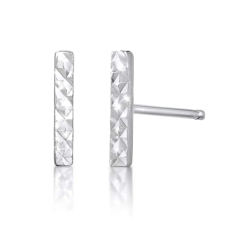 14k White Gold Textured Bar Earrings 14K white gold textured bar earrings with fine matte finish