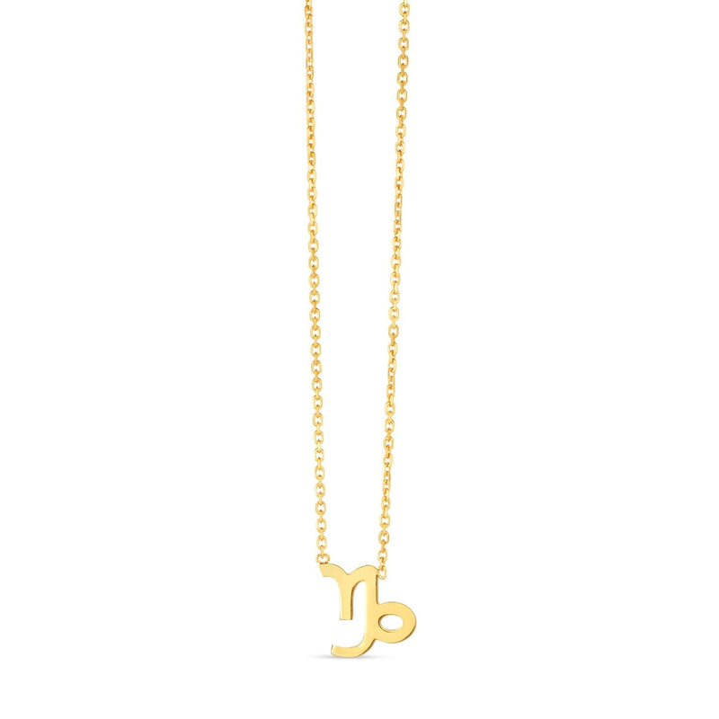 14K Yellow Gold Capricorn Necklace 14K yellow gold Capricorn zodiac pendant necklace with polished sea-goat symbol