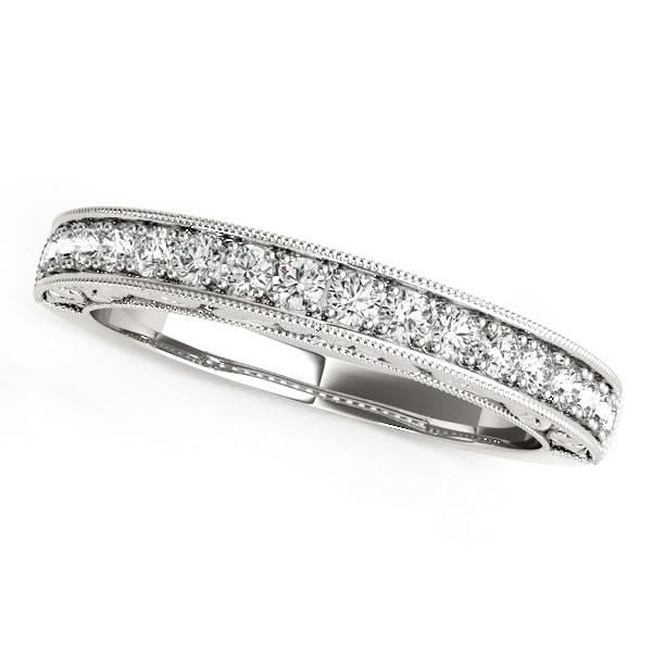 14k White Gold Antique Prong Set Diamond Wedding Ring (1/3 cttw) 14K white gold ring with prong-set round diamond stones
