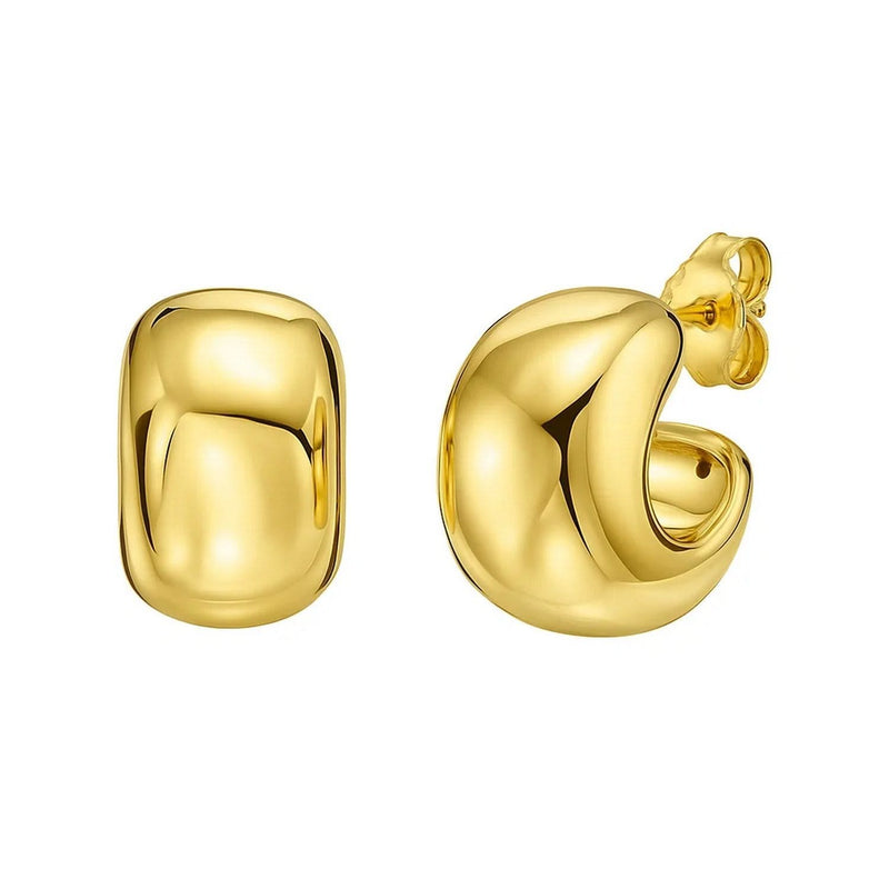 14K Yellow Gold Polished C Hoop Huggie Earrings 14K yellow gold polished C-shape huggie hoop earrings without stones