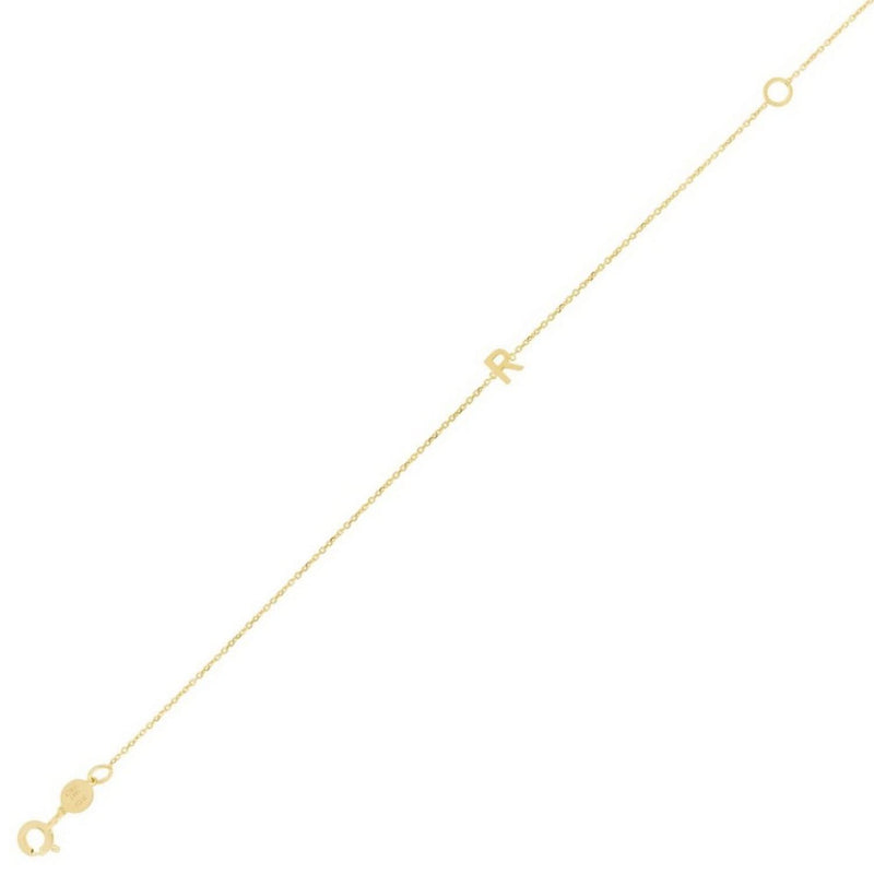 14K Yellow Gold Mini Initial R Bracelet 14K yellow gold mini initial R bracelet on a delicate chain
