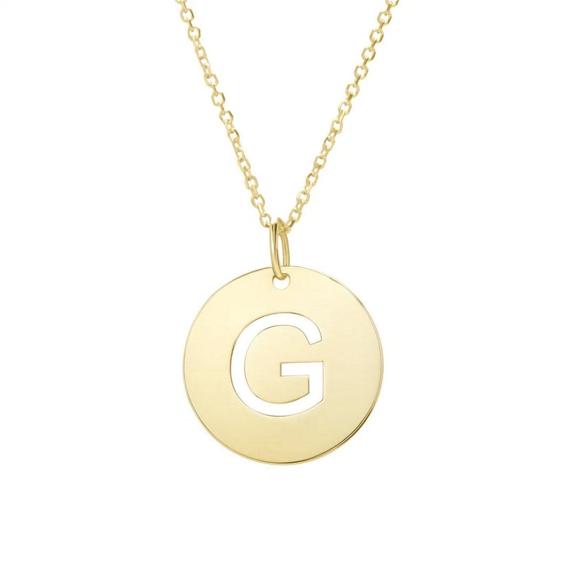 14K Yellow Gold Disc Initial G Pendant 14K yellow gold disc initial G pendant with soldered bail