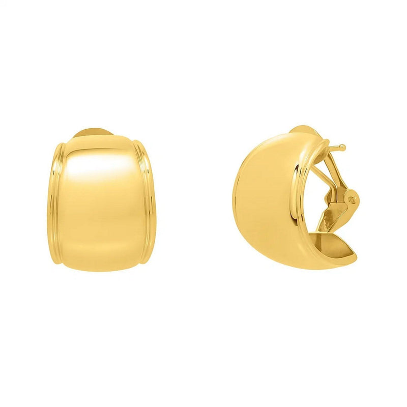 Omega Mixed Media Hoop Earrings in 14K Yellow Gold 14K yellow gold Omega mixed media hoop earrings with polished and textured finish