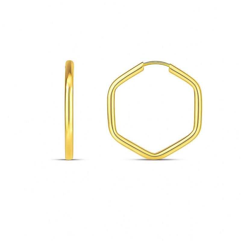 14k Yellow Gold Endless Hexagon Hoop Earrings 14K yellow gold endless hexagon hoop earrings with no stones