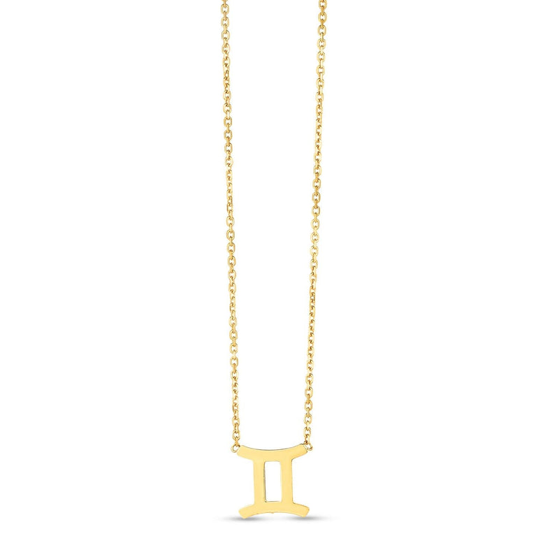14K Yellow Gold Gemini Necklace 14K yellow gold Gemini zodiac pendant necklace with soldered bail