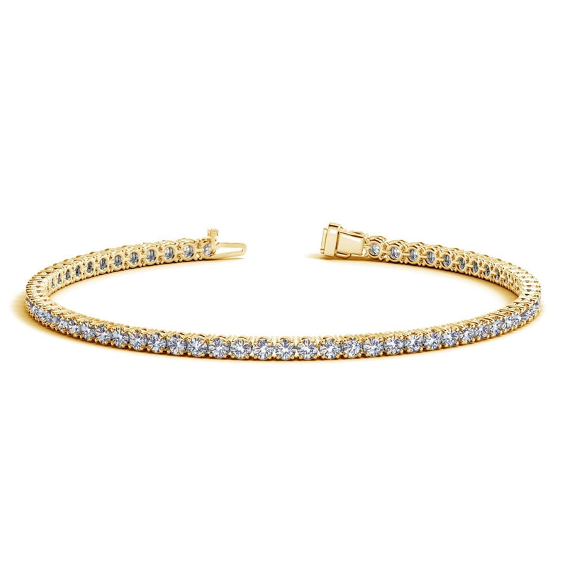 Lab Grown Round Diamond Tennis Bracelet in 14k Yellow Gold (3 cctw F/G VS2/SI1) 14K yellow gold tennis bracelet with round F/G diamond stones