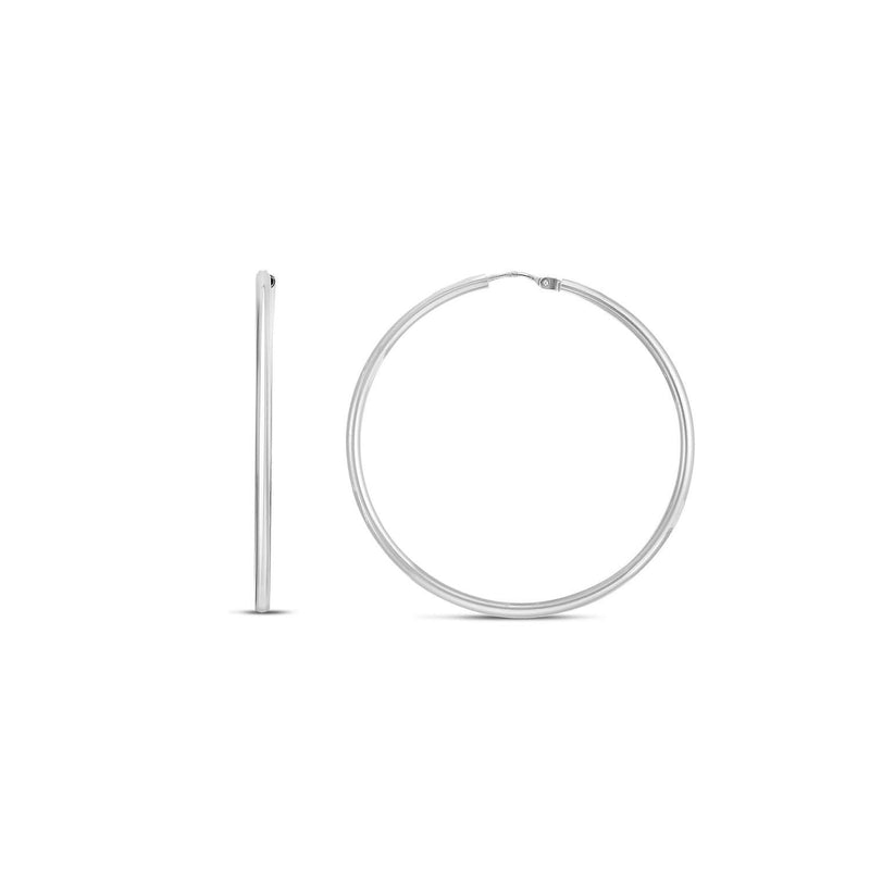 Rhodium Plated Endless Hoop Earrings in Sterling Silver Rhodium plated sterling silver endless hoop earrings with smooth polished finish