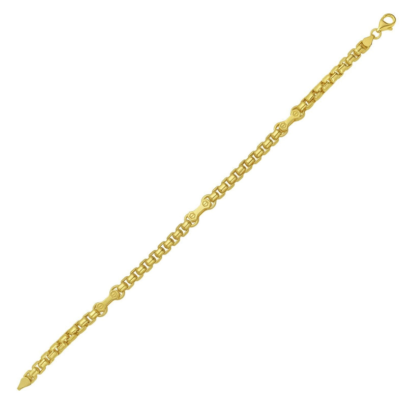 14K Yellow Gold Round Box Hardware Bracelet 14K yellow gold round box link bracelet with secure clasp