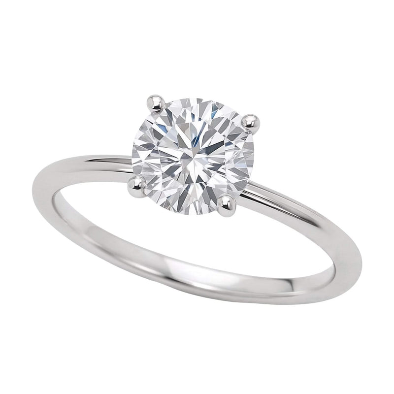1 Carat Round Lab Grown IGI G/VS1 Diamond Solitaire Ring in Sterling Silver 925 sterling silver ring with 1 round diamond solitaire stone