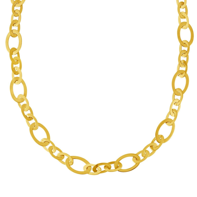 Large Flat Oval Link Necklace in 14K Yellow Gold (7.90 mm) 14K yellow gold necklace with large flat oval links at 7.90 mm width