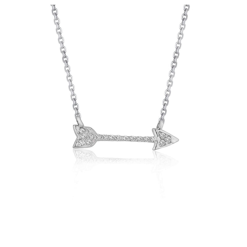 Diamond Arrow Style Pendant in 14k White Gold (1/10 cttw) 14K white gold arrow pendant necklace with round diamond accent stones