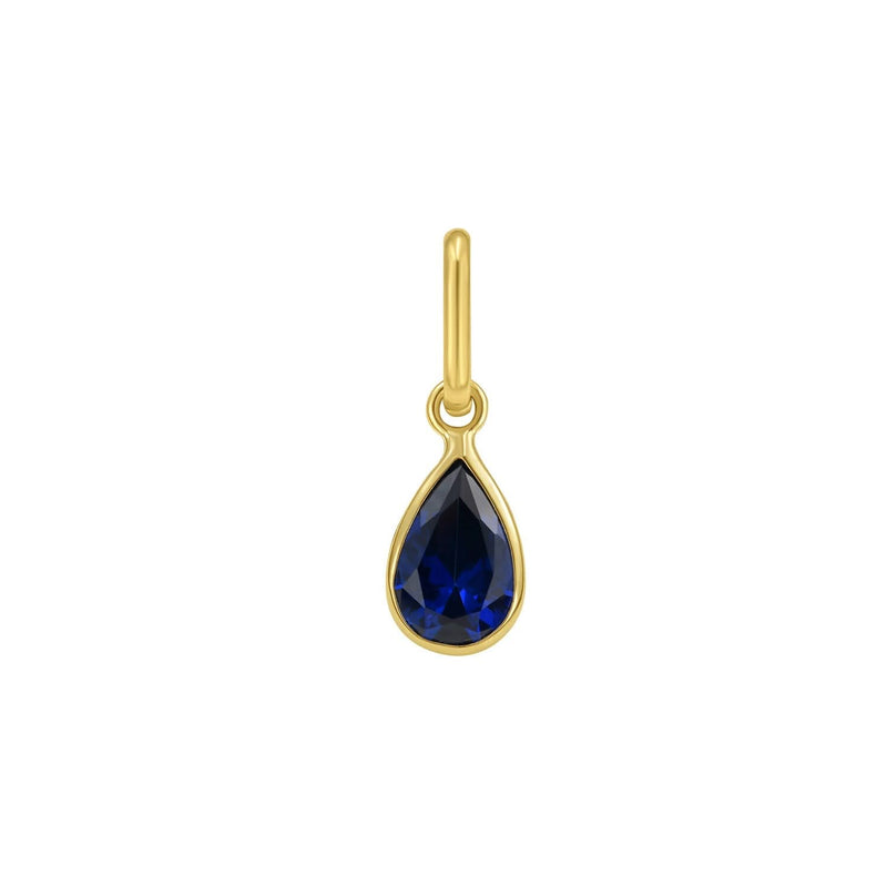 14K Yellow Gold Pear Blue Sapphire Charm Pendant 14K yellow gold pendant with 1 pear blue sapphire stone