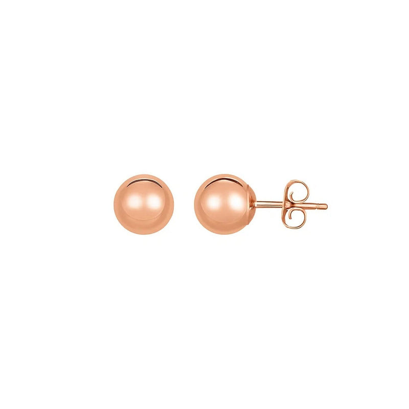 Classic Round Stud Earrings in 14k Rose Gold (7.00 mm) 14K rose gold round band ring with polished plain profile