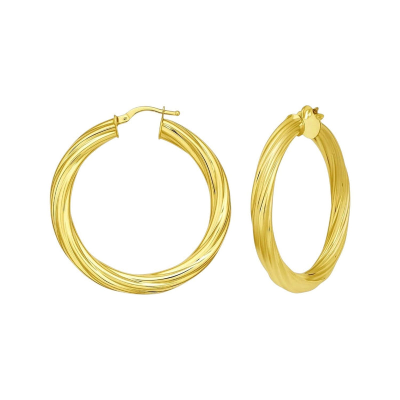 14K Yellow Gold Full Twist Large Hoops Earrings 14K yellow gold full twist large hoop earrings with hinged closure