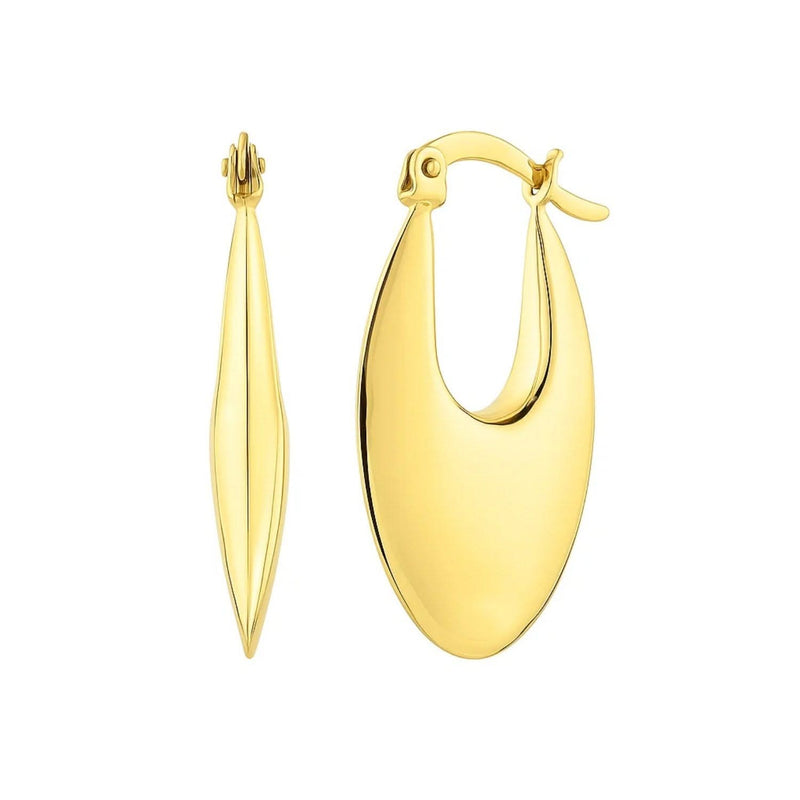 Creole Oval Hoop Earrings in 14K Yellow Gold 14K yellow gold Creole oval hoop earrings with polished open profile