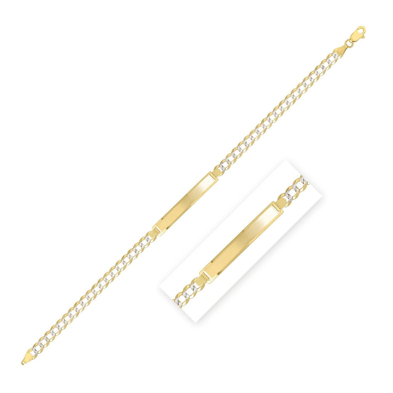 14k Yellow Gold Pave Curb ID Bracelet (5.00 mm) 14K yellow gold pave curb ID bracelet, 5.00 mm width with Cuban links