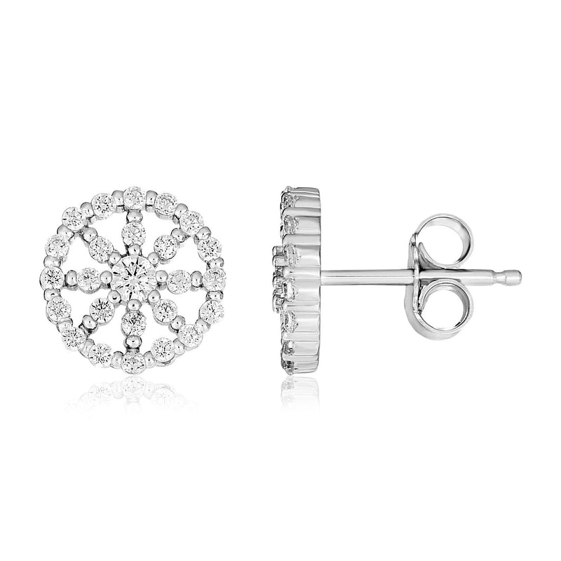 Sterling Silver Polished Halo Style Cubic Zirconia Earrings 925 sterling silver ring with halo cubic zirconia stones