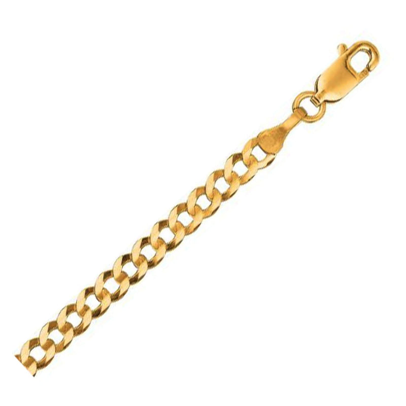14k Yellow Gold Solid Curb Chain (3.20 mm) 14K yellow gold Cuban curb chain with flat interlocking links, 3.20 mm