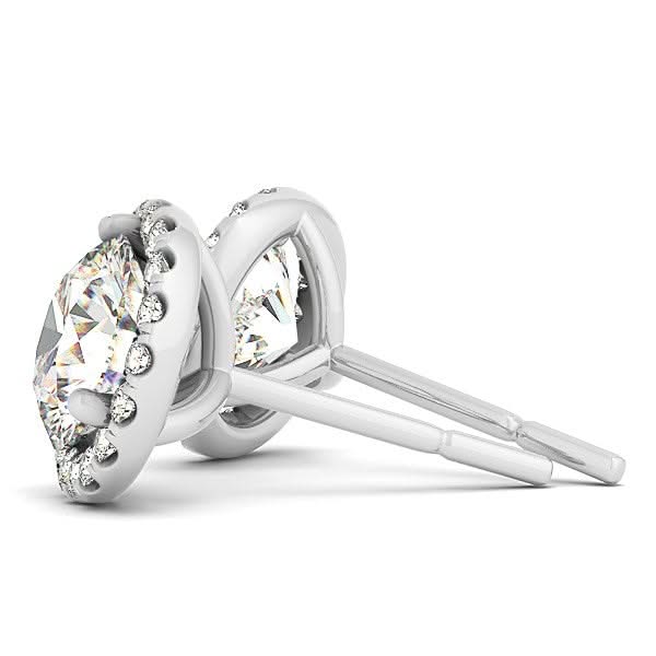14k White Gold Round Prong Halo Style Earrings (1 cttw) 14K white gold ring with round prong-set halo stones totaling 1 ct