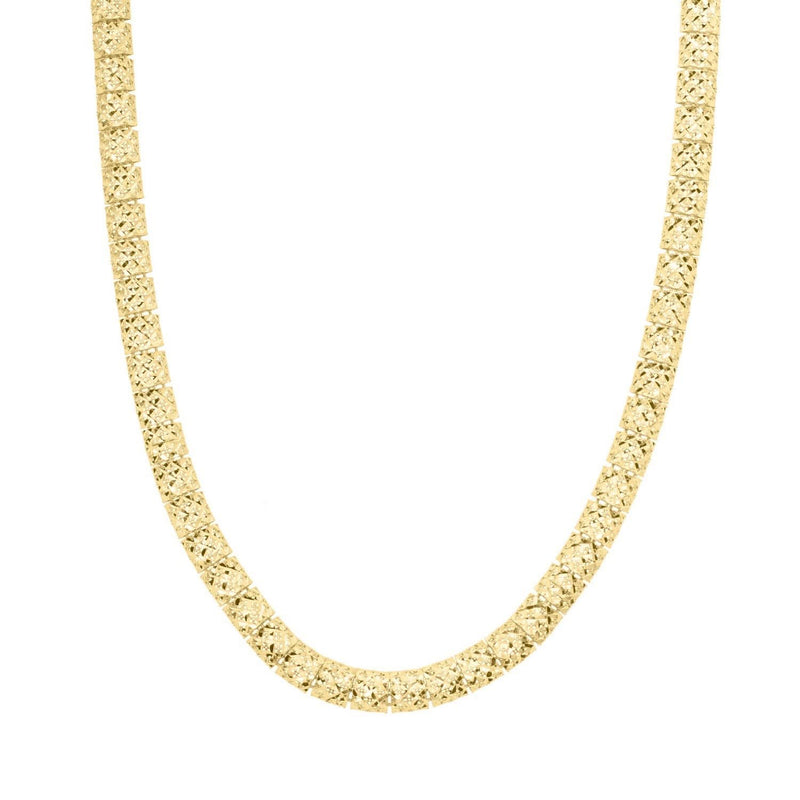 10K Yellow Gold Diamond Cut Square Link Necklace 10K yellow gold diamond cut square link necklace with April diamond accents