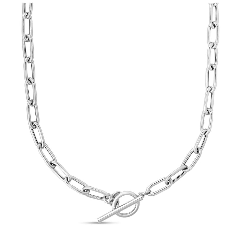 Sterling Silver Rhodium Plated Paperclip Toggle Necklace 925 sterling silver rhodium plated paperclip toggle necklace, no stones