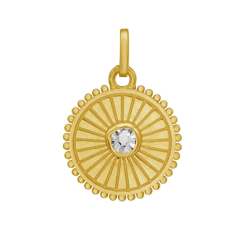 14K Yellow Gold Solitaire Disc Charm Pendant 14K yellow gold solitaire disc charm pendant with fixed soldered bail