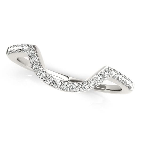 14k White Gold Curved Diamond Wedding Band (1/3 cttw) 14K white gold curved wedding band with round diamond stones