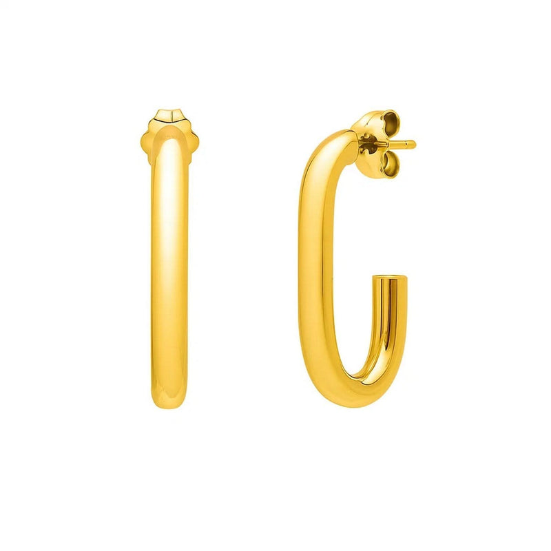 Paperclip Hoop Earrings in 14K Yellow Gold (27mmx12mm) 14K yellow gold paperclip hoop earrings, 27mm by 12mm polished links