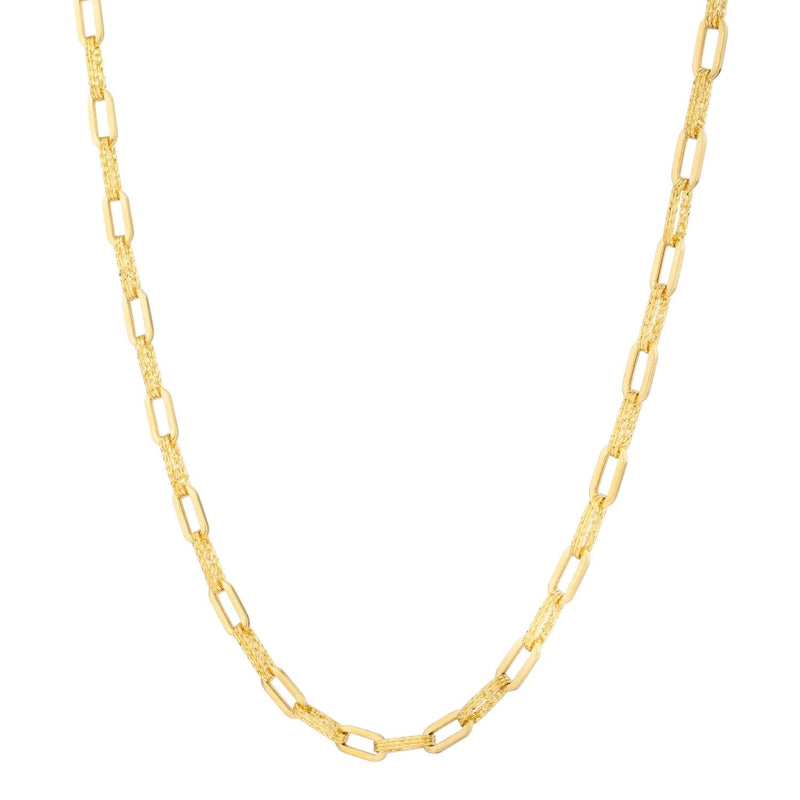14k Yellow Gold Diamante Paperclip Chain Necklace (4.00 mm) 14K yellow gold paperclip chain necklace with 4 mm elongated oval links