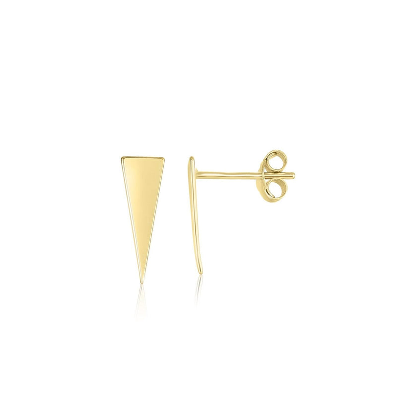 14K Yellow Gold Climber Long Triangle Stud Earrings 14K yellow gold triangle climber stud earrings with polished geometric profile