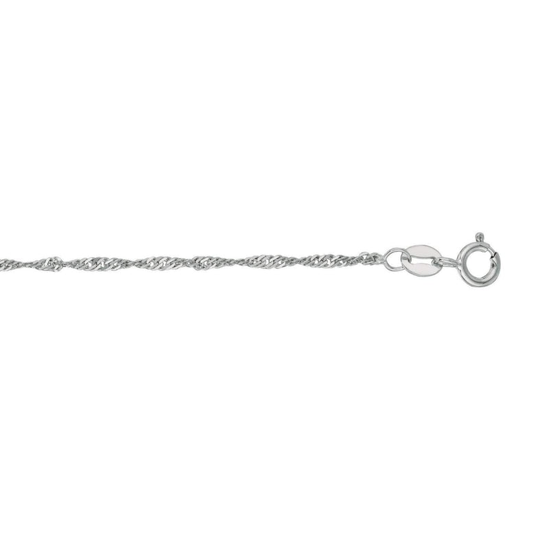 10k White Gold Singapore Anklet 1.5mm Product Image