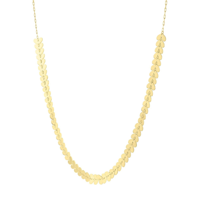 14k Yellow Gold Polished Heart Link Chain Necklace 14K yellow gold heart link chain necklace with polished heart-shaped links