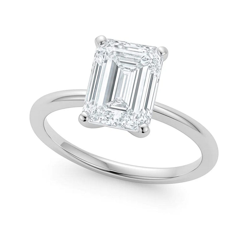 2 Carat Emerald Lab Grown IGI G/VS1 Diamond Solitaire Ring in 10K White Gold 10K white gold solitaire ring with 2 carat round diamond center stone