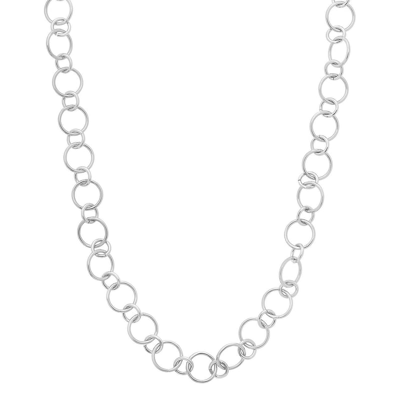 Sterling Silver Rhodium Plated Link Necklace 925 sterling silver rhodium plated link necklace with bright white finish
