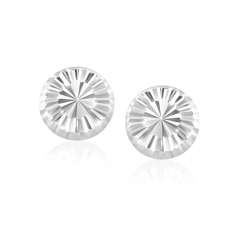 Flat Style Diamond Cut Stud Earrings in 14k White Gold(8mm) Product Image